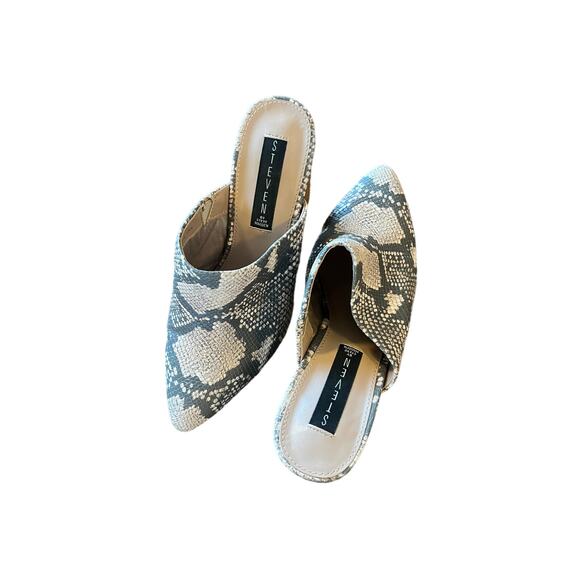 Steven by Steve Madden Mule Slide On Snakeskin Bishop Block Heel - Picture 5 of 6